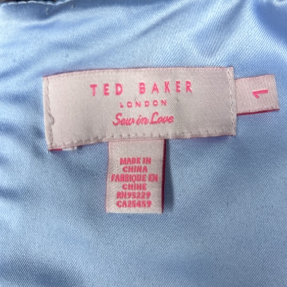 Ted Baker London straps floral print size 1 satin feel zipper back knee length - Picture 9 of 14